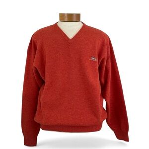 100% Wool V-Neck Sweater‎ Men’s L Red Gant Long Sleeve Knit Classic Preppy